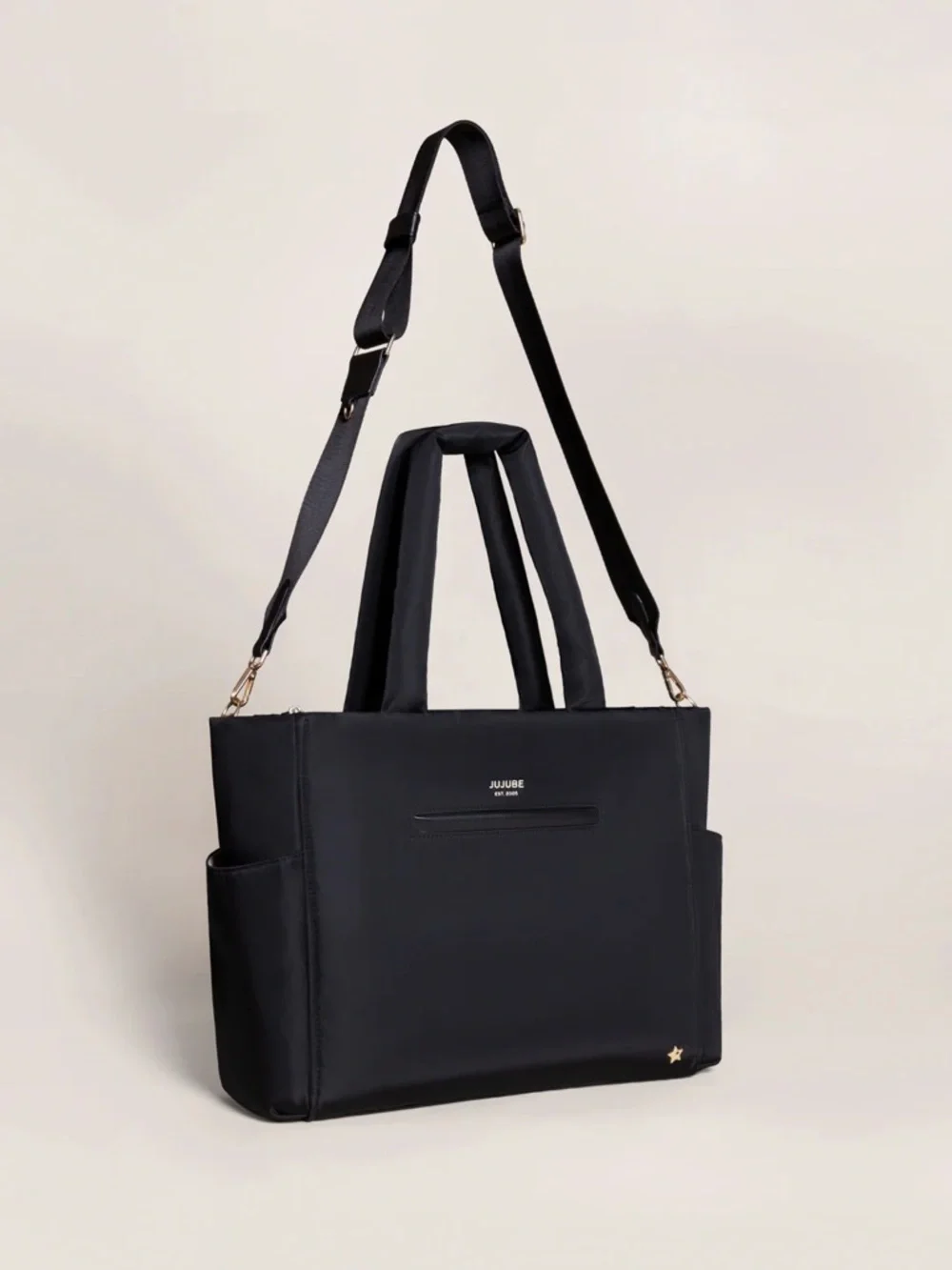 JuJuBe Utility Strap Tote Diaper Bag Black and Paci Pod EUC